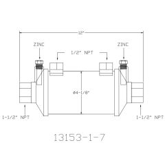 13153-1-7 Sen-Dure Power Steering Cooler Dimensional Diagram